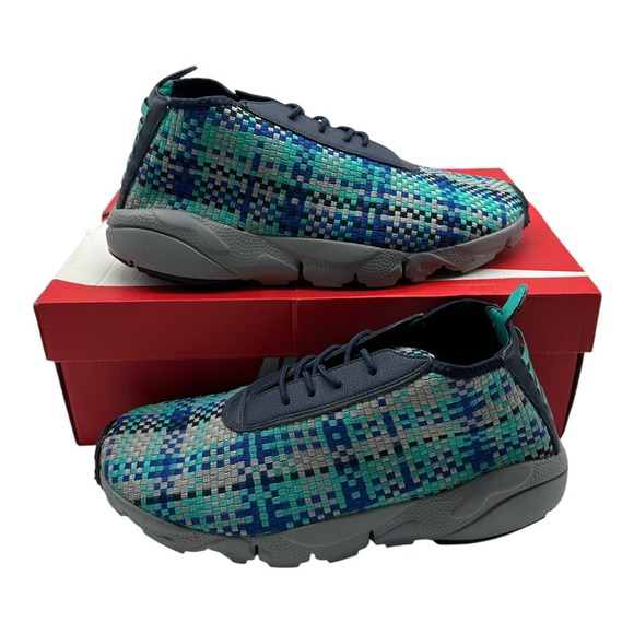 Nike Air Footscape‎ Desert Chukka Shoes Mens 12 Navy/Hyper Jade Woven 652822 400